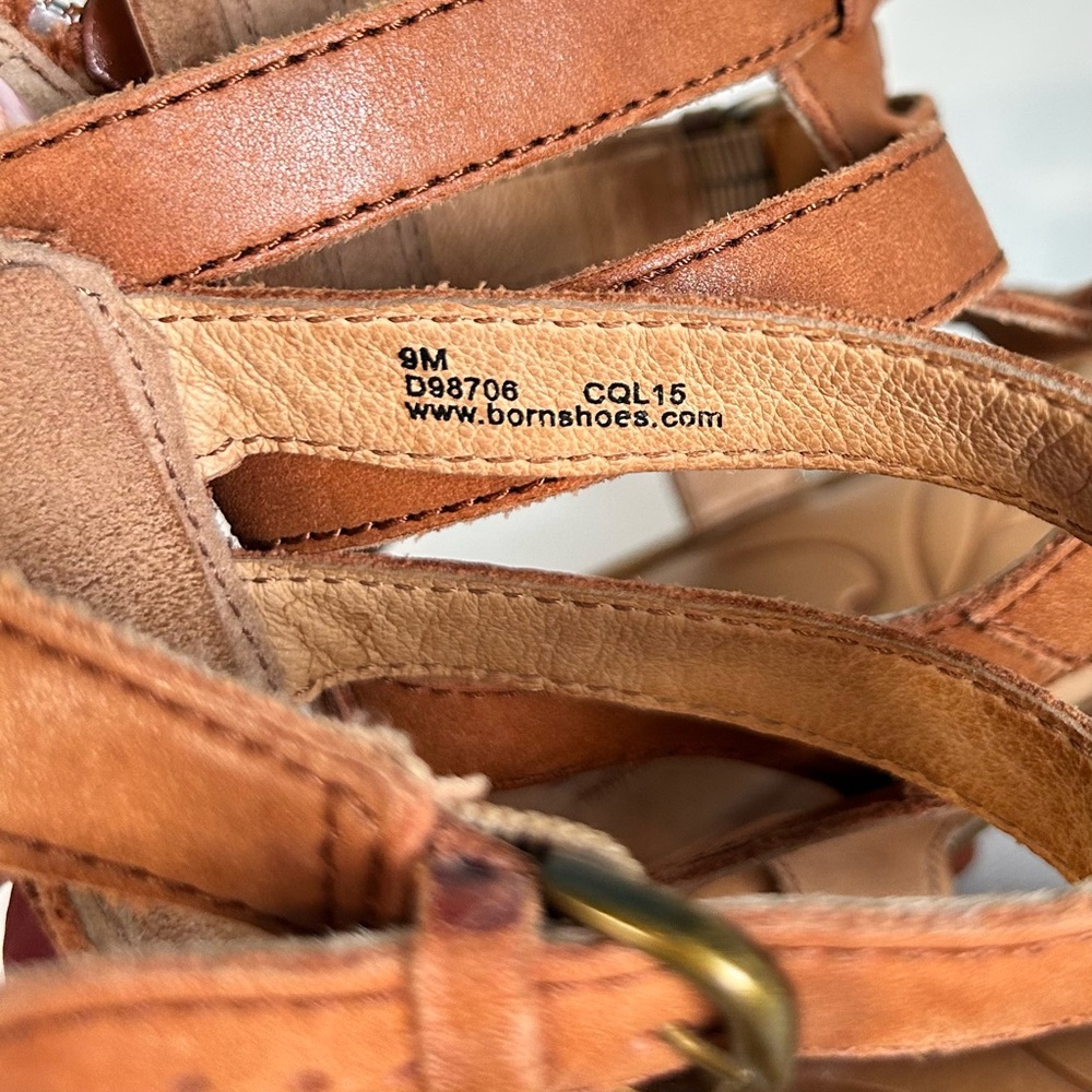Born Strappy Gladiator Sandals Women’s 9 M Brown Leather Back Zipper - Picture 11 of 15